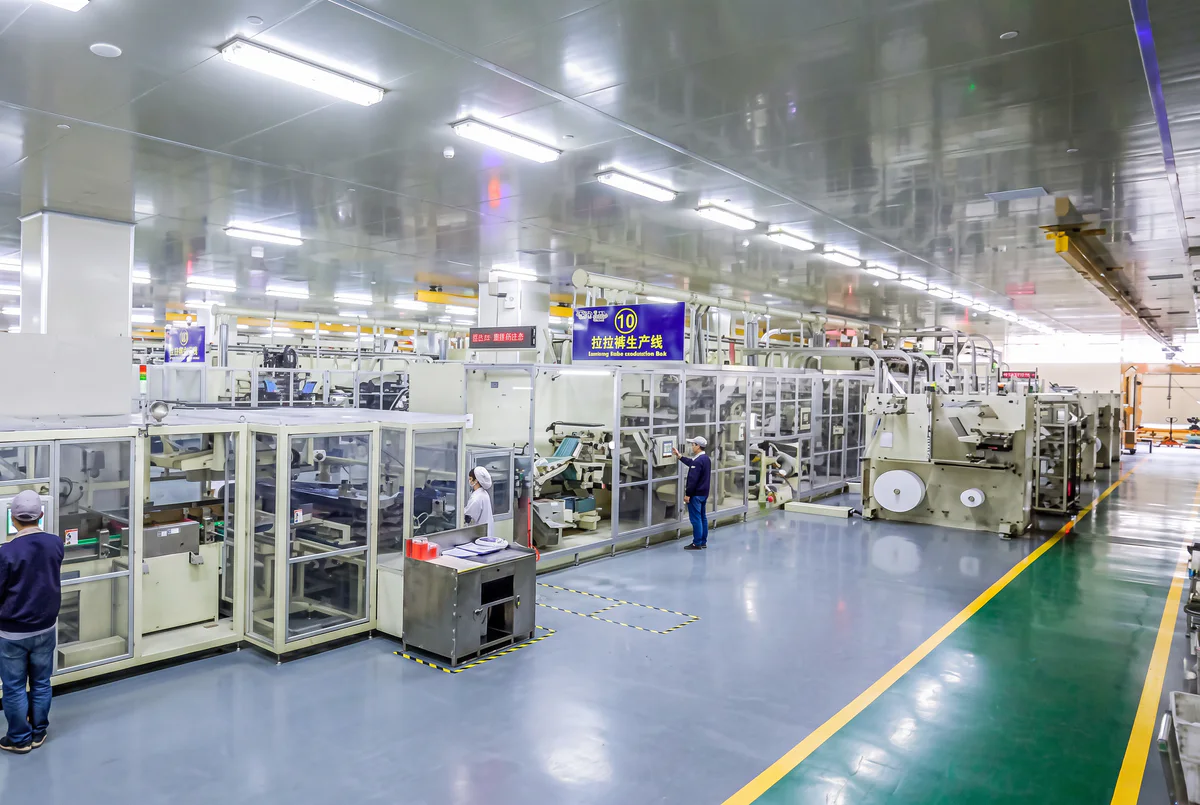 Automated hygiene product production line
