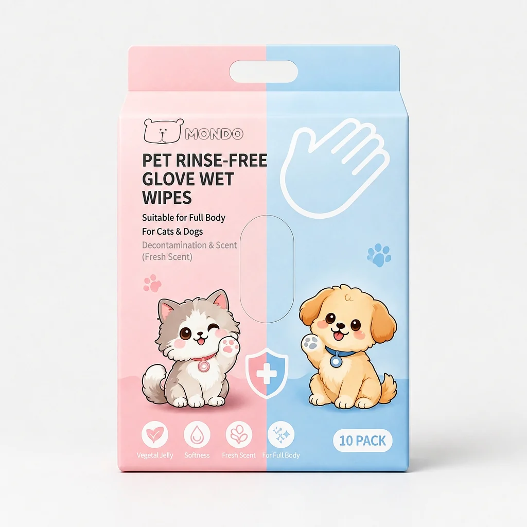 MONDO Pet Rinse-Free Glove Wet Wipes - 10 Pack