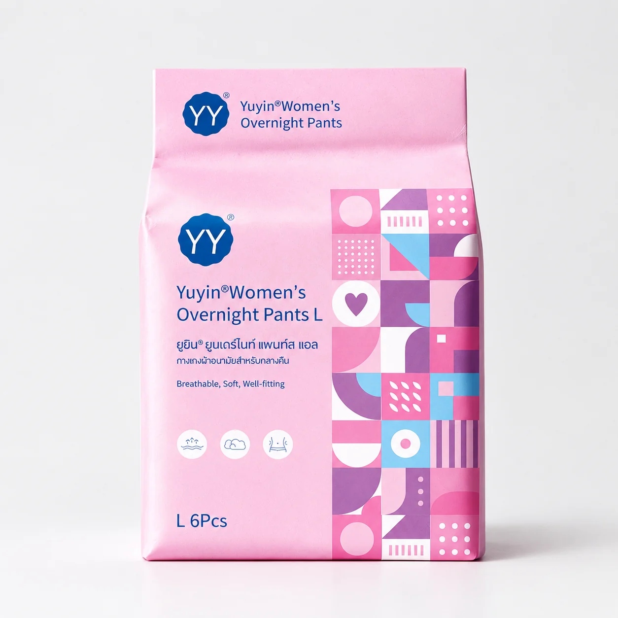 Women's Overnight Menstrual Pants - L, 6 Pieces