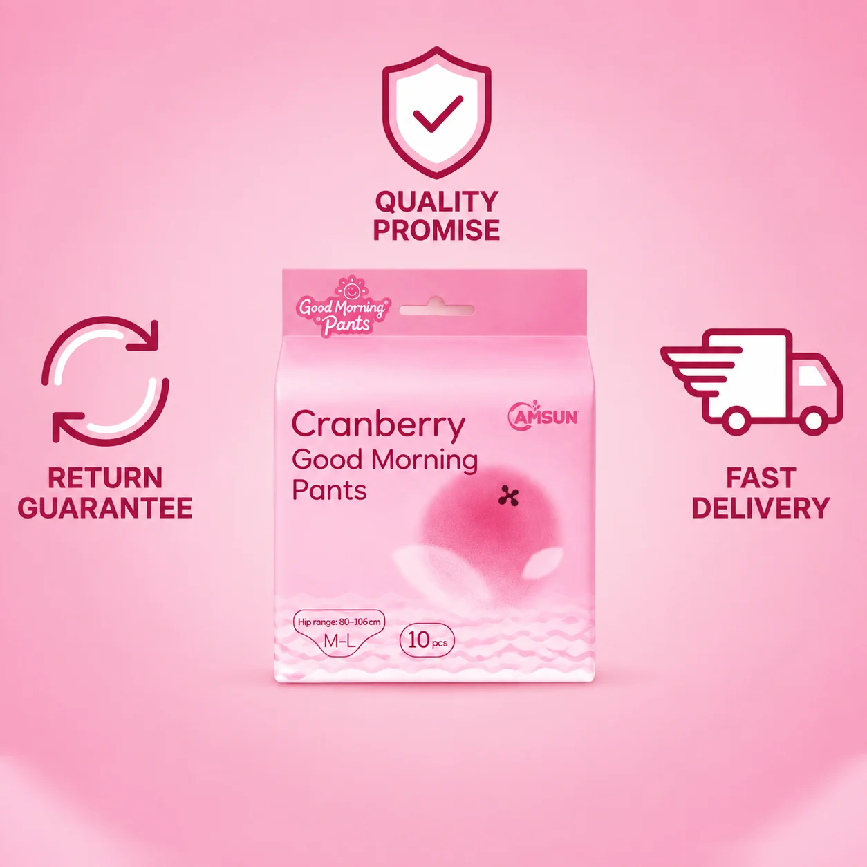 AMSUN cranberry good morning pants lifestyle product image